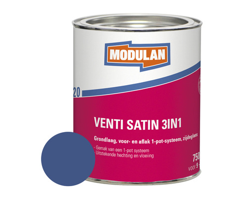 MODULAN 6120 Venti Satin 3-in-1 zijdeglans lak gentiaanblauw RAL 5010 750 ml