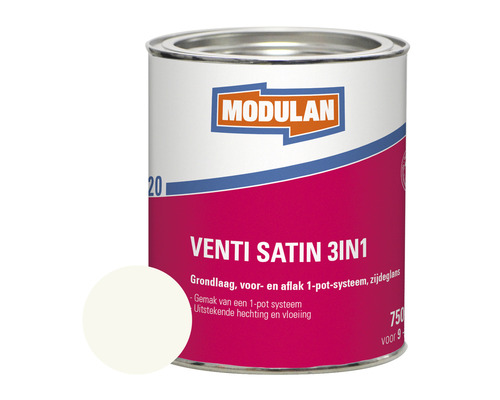 MODULAN 6120 Venti Satin 3-in-1 zijdeglans lak verkeerswit RAL 9016 750 ml