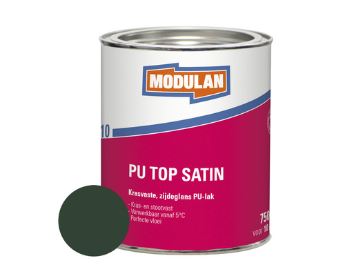 MODULAN 6110 PU Top Satin zijdeglans lak mosgroen RAL 6005 750 ml Modulan PU Top Satin lakblik