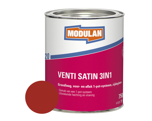 MODULAN 6120 Venti Satin 3-in-1 zijdeglans lak vuurrood RAL 3000 750 ml