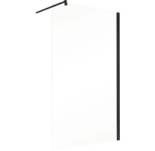 Douchewand van glas met zwart frame en stabilisatiestang