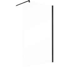 Glazen douchewand met zwart frame en stabilisatiestang