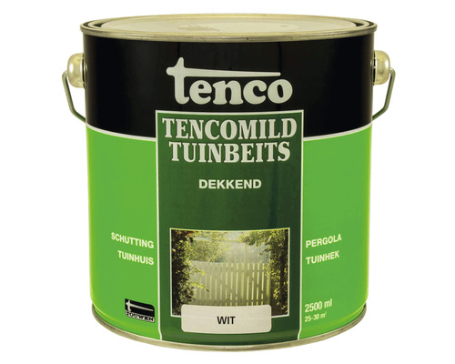 TENCO Tencomild dekkend tuinbeits wit 2,5 l Tenco Tenco Mild tuinbeits in metalen emmer