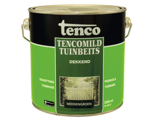 TENCO Tencomild dekkend tuinbeits middengroen 2,5 l Tenco Tencomild tuinbeits in metalen emmer, 2500 ml, geschikt voor tuinschermen en pergola''s