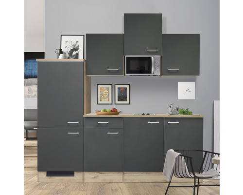FLEX WELL Keukenblok met apparatuur Tiago basaltgrijs mat 210x60 cm FLEX WELL Keukenblok met apparatuur Tiago basaltgrijs mat 210x60 cm