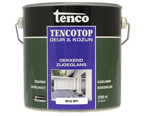 TENCO Tencotop Deur & Kozijn dekkend zijdeglans RAL 9010 2,5 l Verfemmer Tenco Tencotop voor deuren en kozijnen, 2500 ml