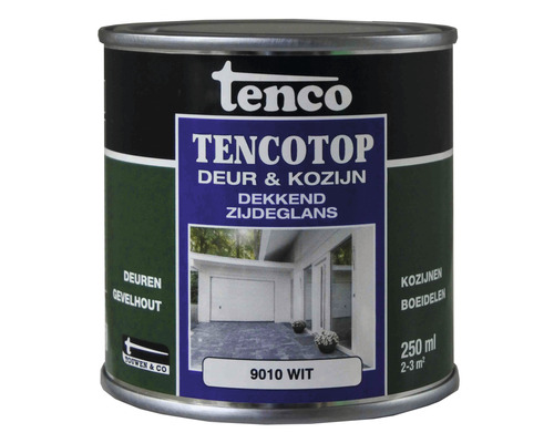 TENCO Tencotop Deur & Kozijn dekkend zijdeglans RAL 9010 250 ml Tencotop deur- en kozijnverf, 250 ml blik