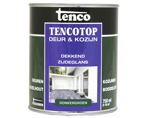 TENCO Tencotop Deur & Kozijn dekkend zijdeglans donkergroen 750 ml Tencotop deuren en kozijnen verf, zijdeglans, in blik
