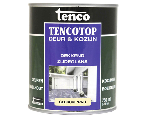 TENCO Tencotop Deur & Kozijn dekkend zijdeglans gebroken wit 750 ml Tenco Tencotop lak voor deuren en kozijnen, dekkend, zijdeglans, 750 ml