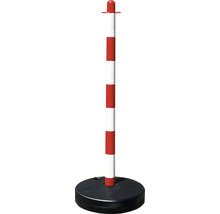 Afzetpaal met rood-witte strepen en zwarte voet