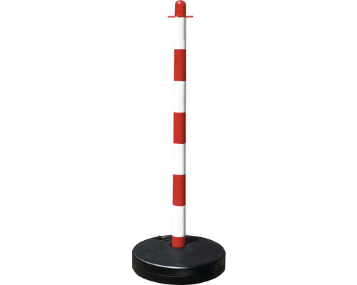 Afzetpaal met rood-witte strepen en zwarte voet