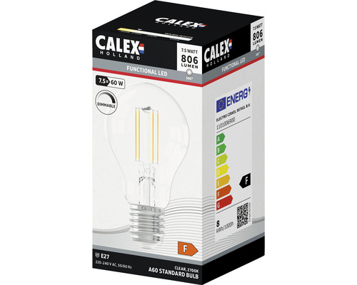 CALEX LED lamp E27/7,5W A60 warmwit helder Calex lamp in originele verpakking