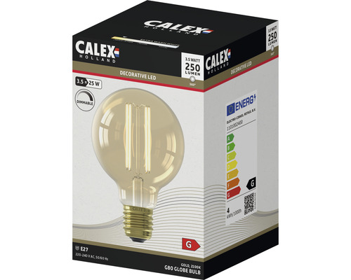 CALEX LED filament lamp E27/3,5W G80 warmwit goud