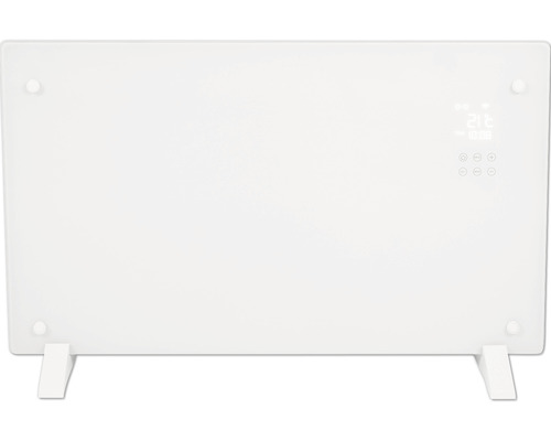 Witte glazen verwarming met digitaal display en voetstukken