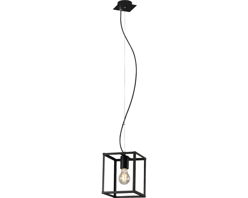 Hanglamp met kubusvormige lampenkap en gloeilamp