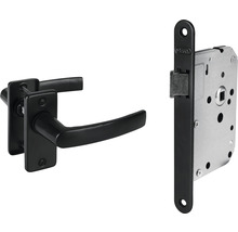 Zwarte deurklinkset met slotkast en deurklink