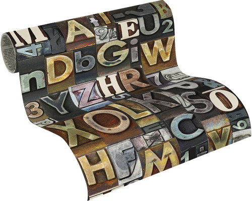 Rol behang met letterpatroon
