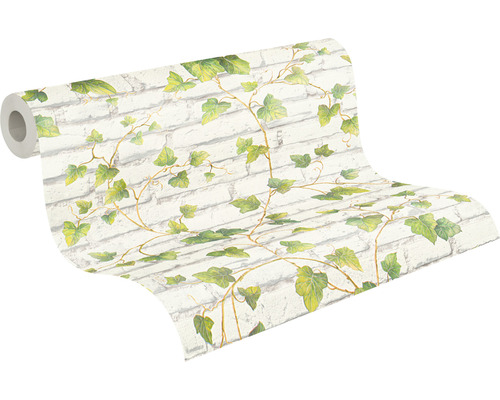 Behangrol met baksteen- en klimopmotief