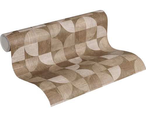 Rol behang met geometrisch houtdecor