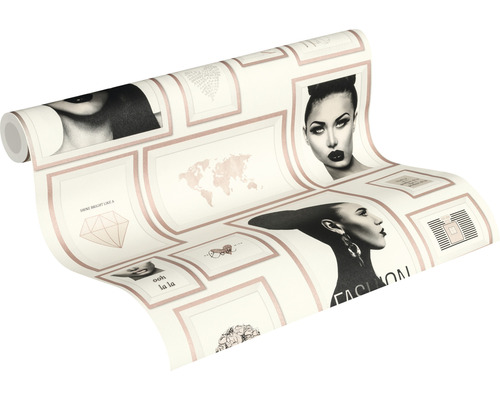 Behangrol met fotocollage en framepatroon