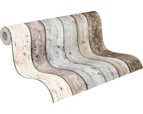 Behangrol met houten plankenmotief