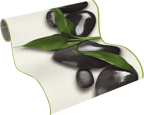 Rol behang met stenen en plantenmotief