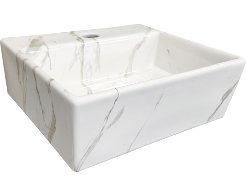 Opzetwastafel van keramiek met marmerprint