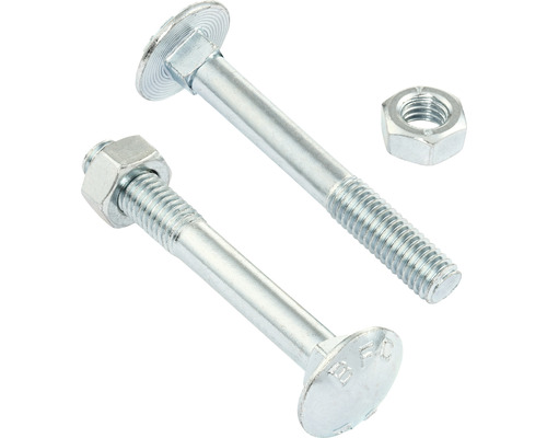 REYHER Slotbout met moer 5x80 mm DIN 603 galv. verzinkt, 100 stuks Twee slotbouten en een moer
