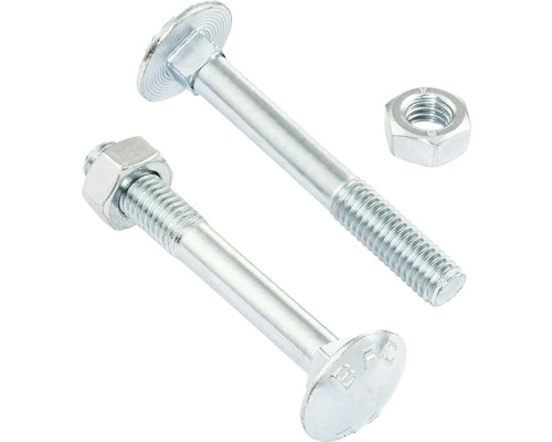 REYHER Slotbout met moer 8x60 mm DIN 603 galv. verzinkt, 100 stuks Twee slotbouten met moeren
