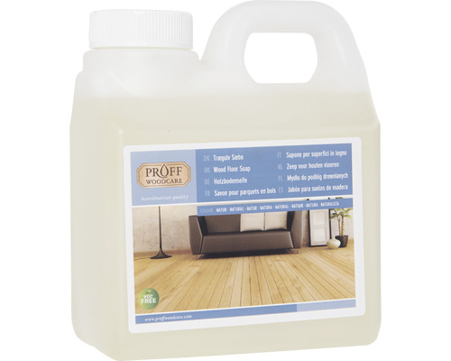 Proff Woodcare houten vloerzeep in een kunststof fles