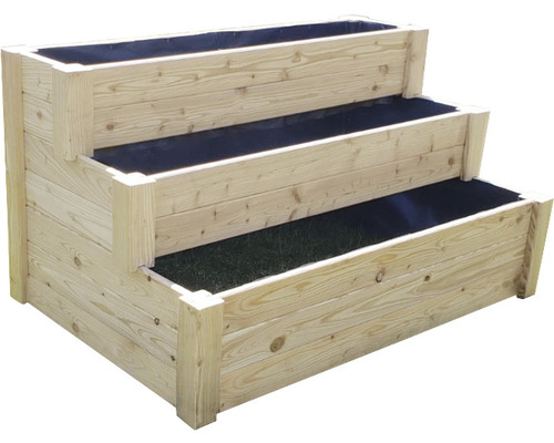 Houten plantenbak met drie niveaus voor de tuin