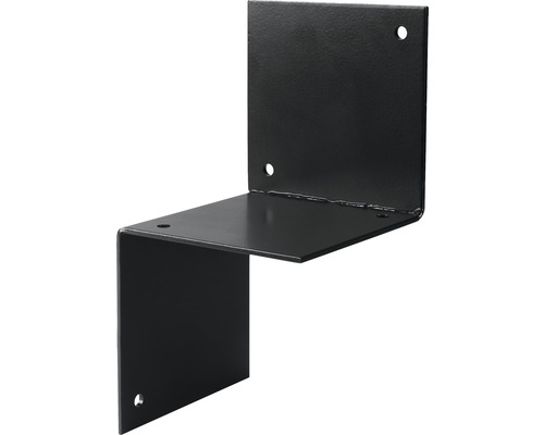 Zwarte stalen hoekbeugel met bevestigingsgaten