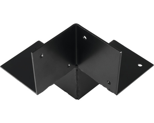 Zwarte hoekverbinder met gaten voor bevestiging