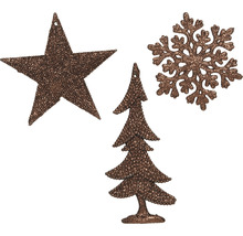 Kerstdecoratieset met ster, sneeuwvlok en dennenboom