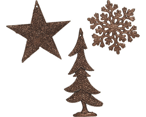 Kerstdecoratieset met ster, sneeuwvlok en dennenboom
