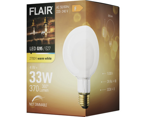 FLAIR LED G95 lamp E27, 4 watt, 33 watt equivalent