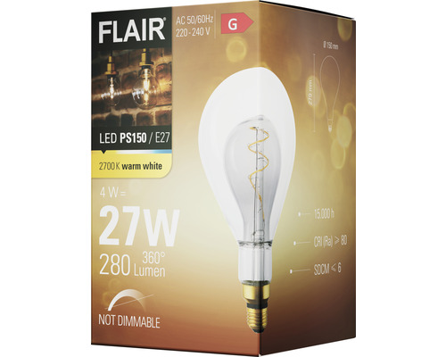 Verpakking van een Flair LED-lamp PS150 E27