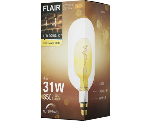Verpakking van een Flair ledlamp DG150/E27, niet dimbaar