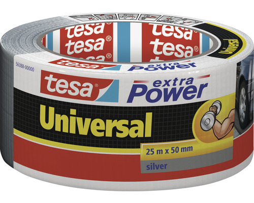 TESA Extra Power Universal tape zilver 25 m x 50 mm Tesa extra Power Universal tape, 25 meter bij 50 millimeter, zilverkleurig