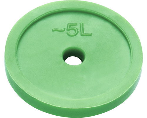 Groene gietschijf met een inhoud van circa 5 liter.