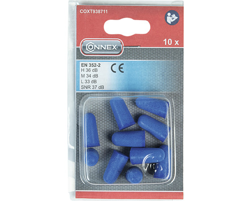 Verpakking met tien blauwe Onnex oordopjes