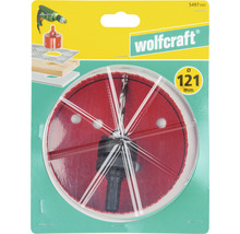 Wolfcraft gatenzaag met een diameter van 121 mm in verpakking.