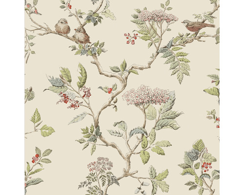 LAURA ASHLEY Vliesbehang 113346 Elderwood natural Behang met vogel- en plantmotief