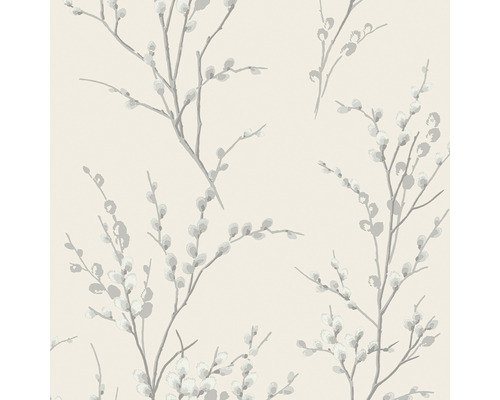 LAURA ASHLEY Vliesbehang 113359 Pussy Willow steel Behang met takken en bloesempatroon