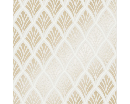 LAURA ASHLEY Vliesbehang 113375 Florin gold Behang met een grafisch waaiermotief
