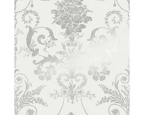 LAURA ASHLEY Vliesbehang 113379 Josette metallic silver Behang met bloemmotief
