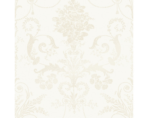 LAURA ASHLEY Vliesbehang 113382 Josette white Behang met bloemrijk damastpatroon