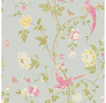 Behang met bloemmotief, vogels en vlinders