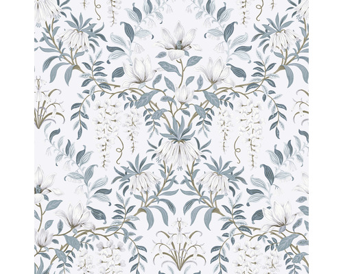 LAURA ASHLEY Vliesbehang 113405 Parterre off white Bloemenpatroon behang met magnolia bloesems en blauwe regen