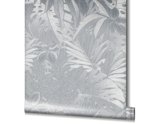 Rol behang met junglebladmotief